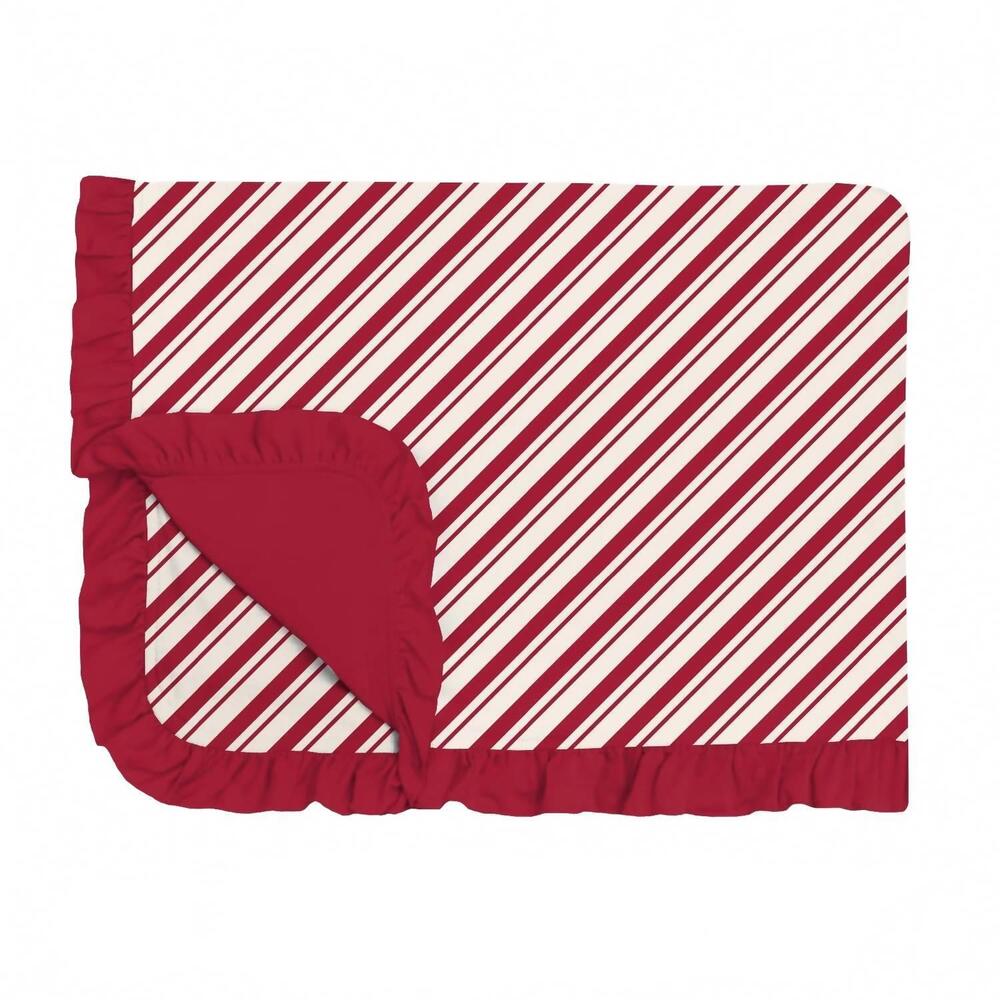 NEW KICKEE toddler kid's ruffle blanket in peppermint stripe